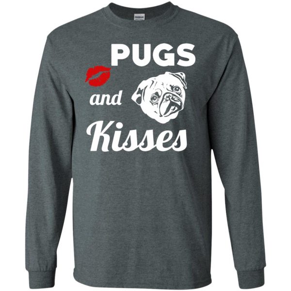 pugs and kisses long sleeve - dark heather