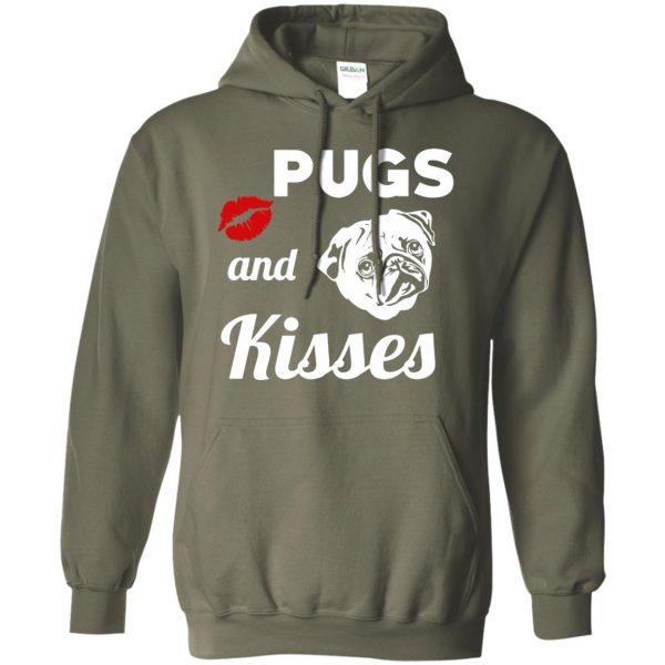 pugs and kisses hoodie - military green