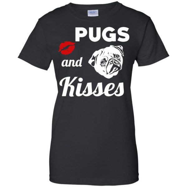 pugs and kisses womens t shirt - lady t shirt - black