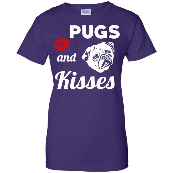 pugs and kisses womens t shirt - lady t shirt - purple