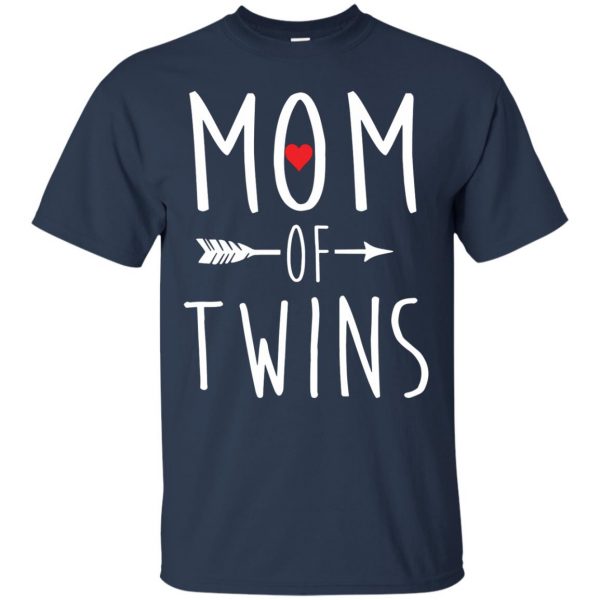 mom of twins t shirt - navy blue