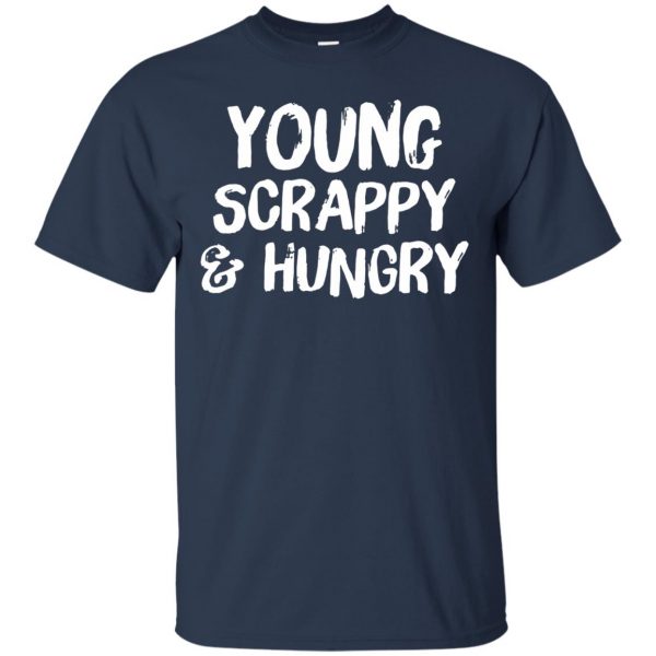 young scrappy hungry t shirt - navy blue