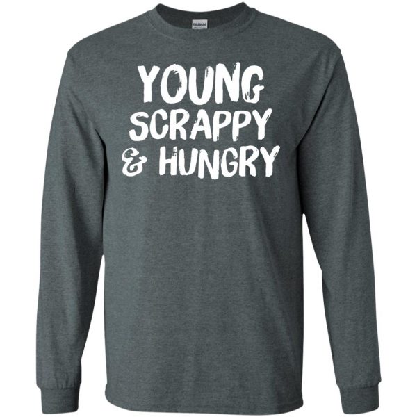 young scrappy hungry long sleeve - dark heather