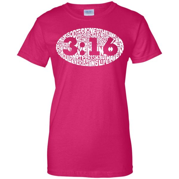 john 3 16 womens t shirt - lady t shirt - pink heliconia