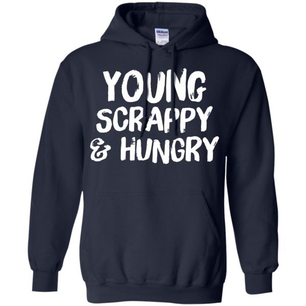 young scrappy hungry hoodie - navy blue