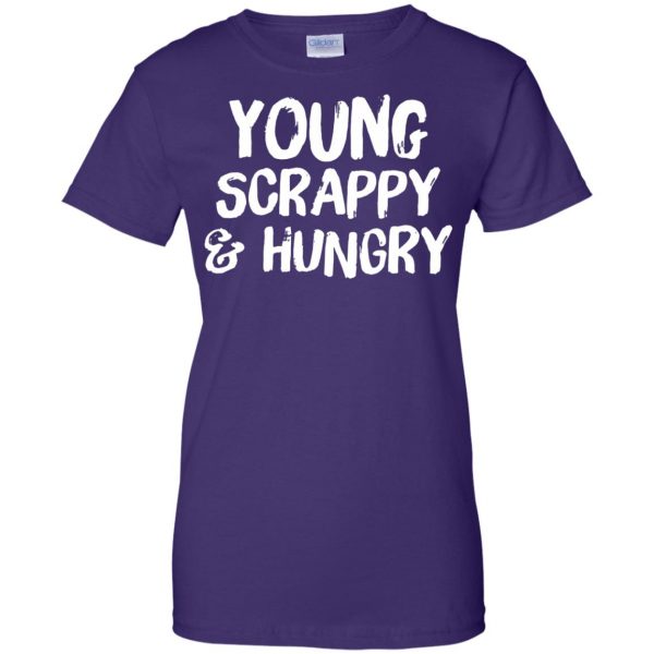 young scrappy hungry womens t shirt - lady t shirt - purple