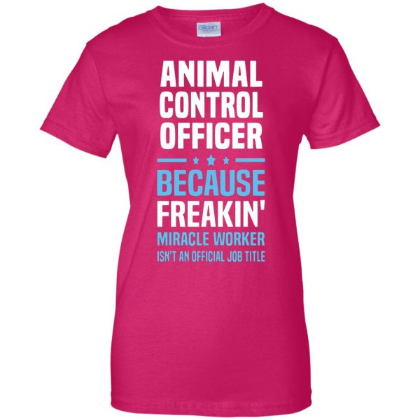 animal control officer womens t shirt - lady t shirt - pink heliconia