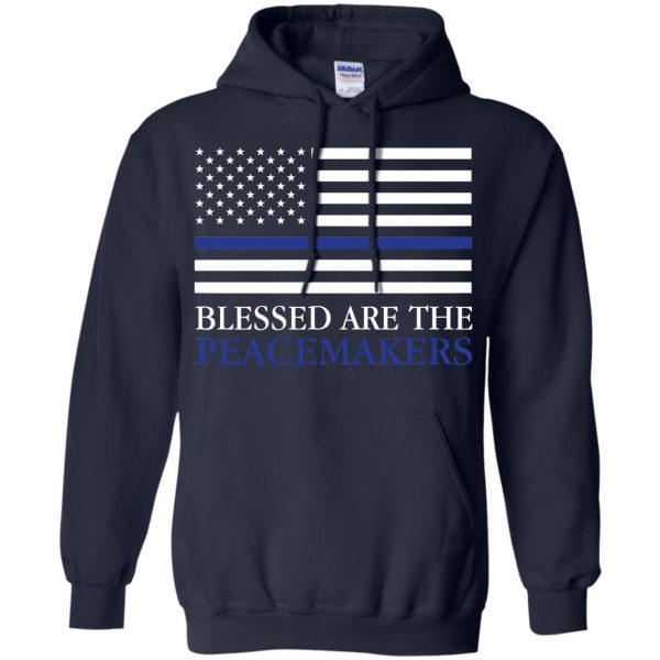 blessed are the peacemakers thin blue line hoodie - navy blue