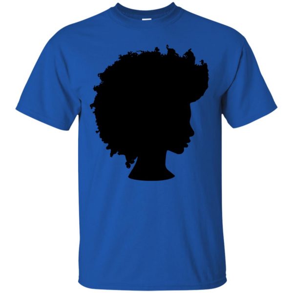 afro girl t shirt - royal blue