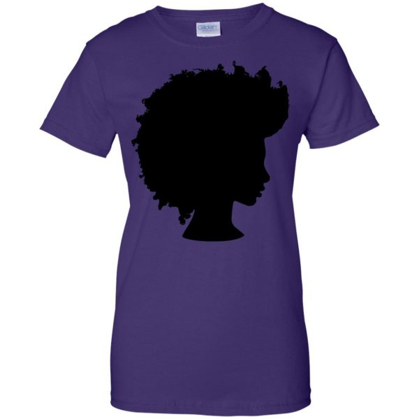afro girl womens t shirt - lady t shirt - purple