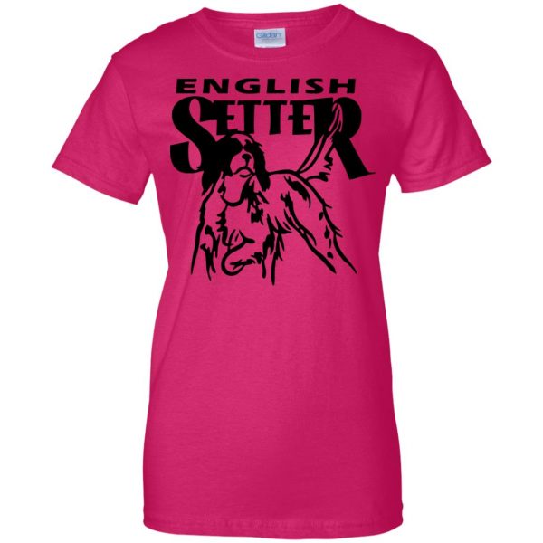 english setter womens t shirt - lady t shirt - pink heliconia