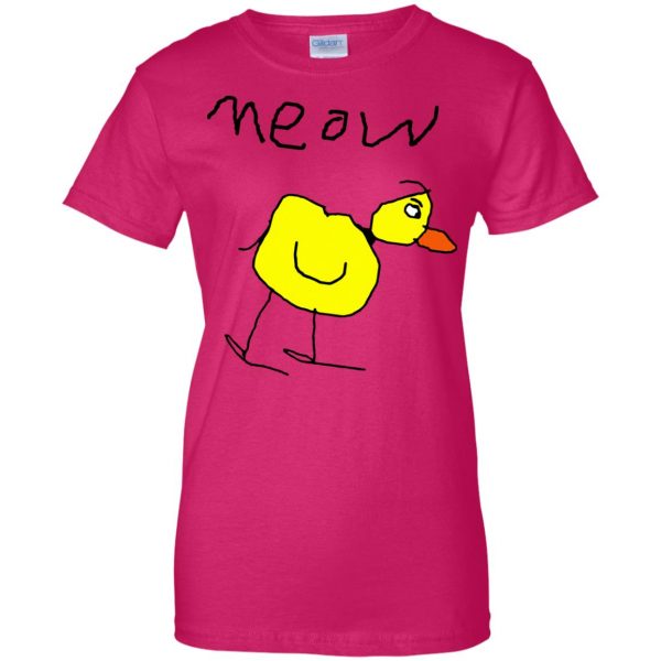 meow duck womens t shirt - lady t shirt - pink heliconia