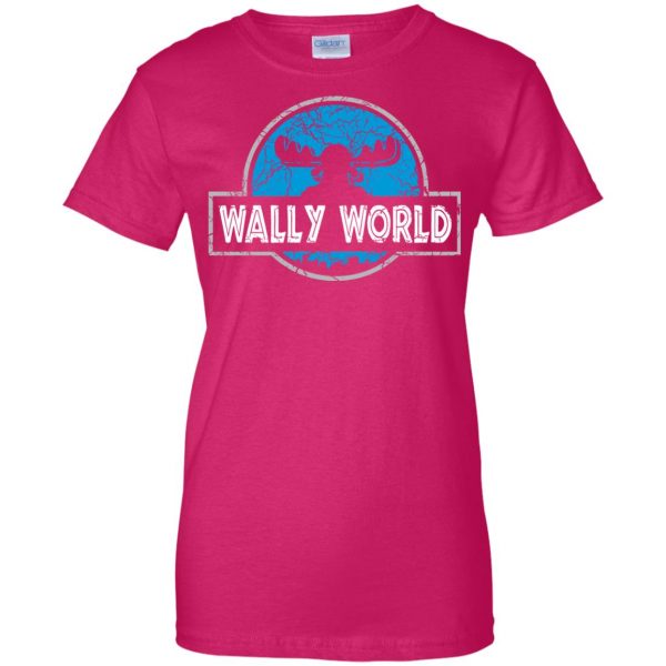 wally world womens t shirt - lady t shirt - pink heliconia