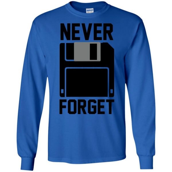 never forget floppy disk long sleeve - royal blue