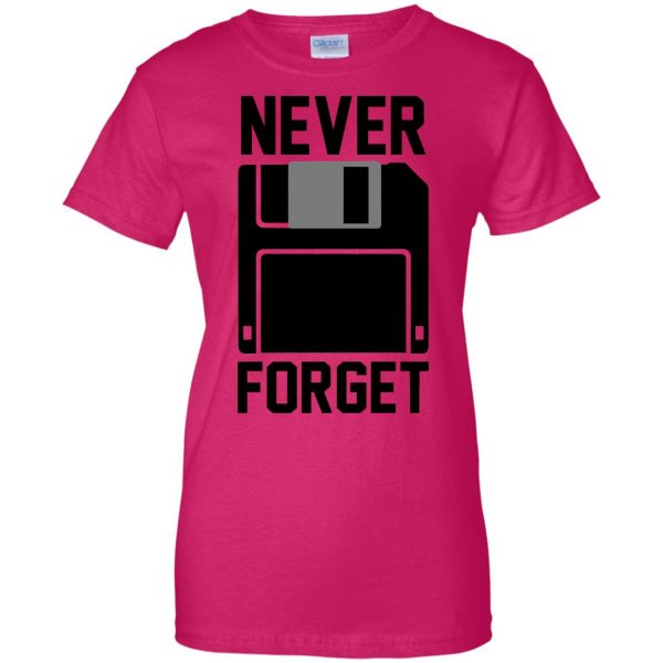 never forget floppy disk womens t shirt - lady t shirt - pink heliconia