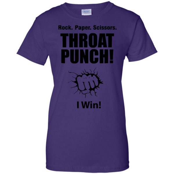 rock paper scissors throat punch womens t shirt - lady t shirt - purple