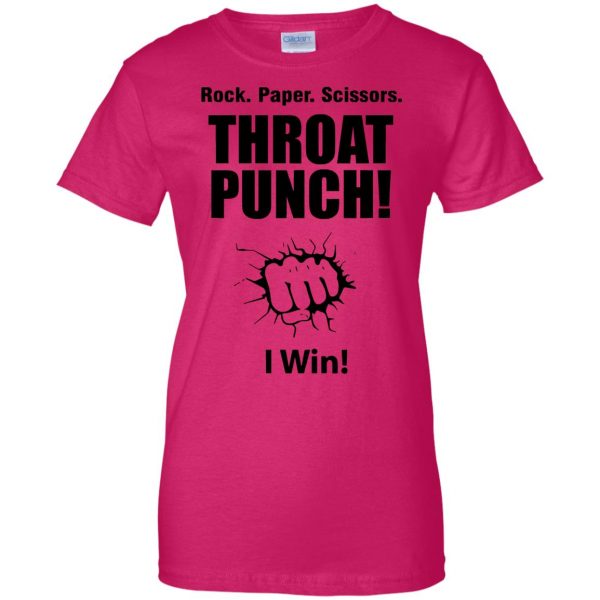 rock paper scissors throat punch womens t shirt - lady t shirt - pink heliconia