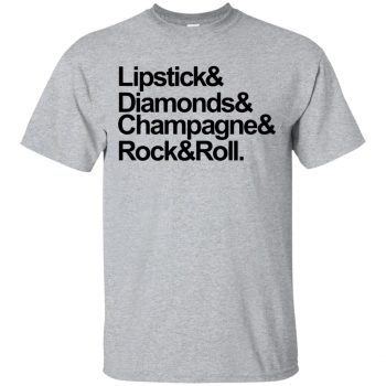 lipstick diamonds champagne rock and roll shirt - sport grey