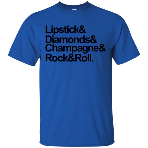 lipstick diamonds champagne rock and roll t shirt - royal blue