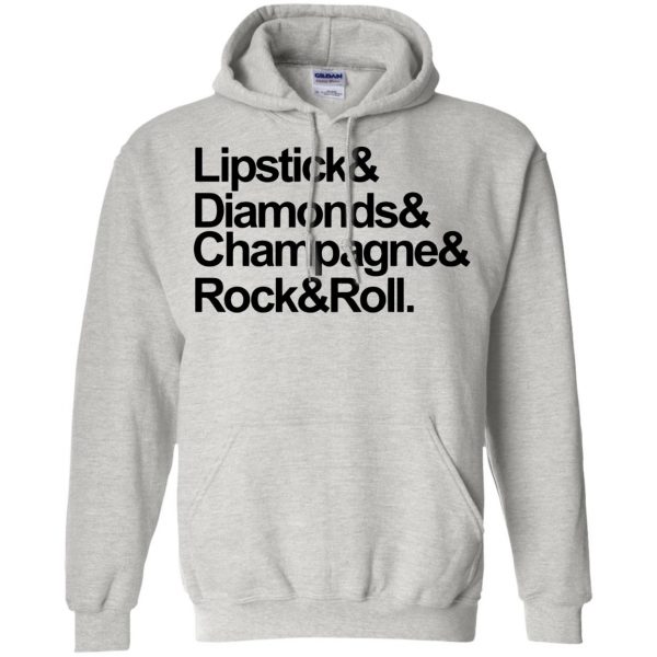 lipstick diamonds champagne rock and roll hoodie - ash