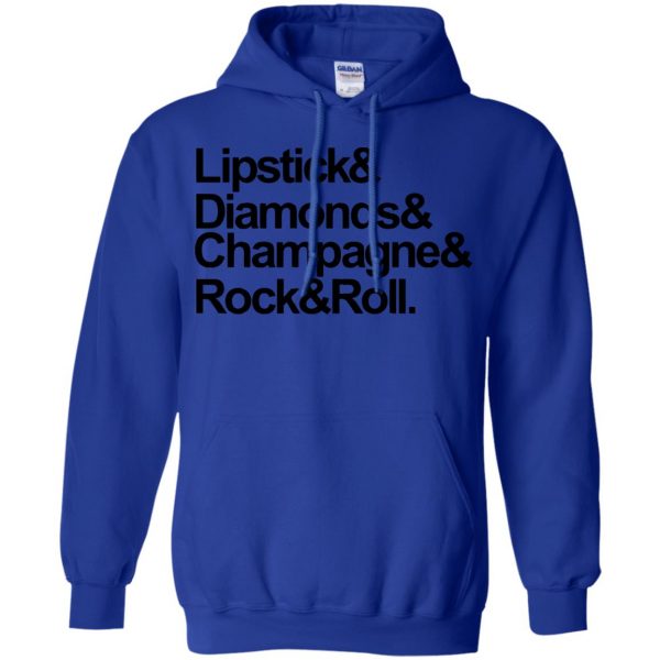 lipstick diamonds champagne rock and roll hoodie - royal blue