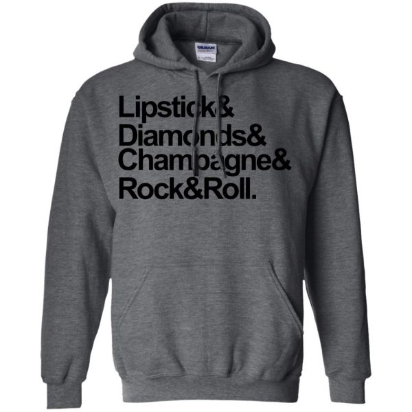 lipstick diamonds champagne rock and roll hoodie - dark heather