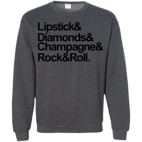 lipstick diamonds champagne rock and roll sweatshirt - dark heather