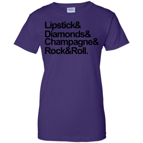 lipstick diamonds champagne rock and roll womens t shirt - lady t shirt - purple