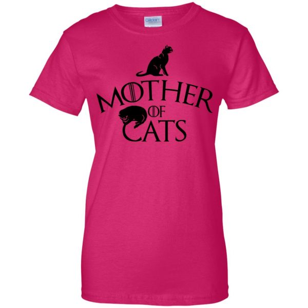 mother of cats womens t shirt - lady t shirt - pink heliconia