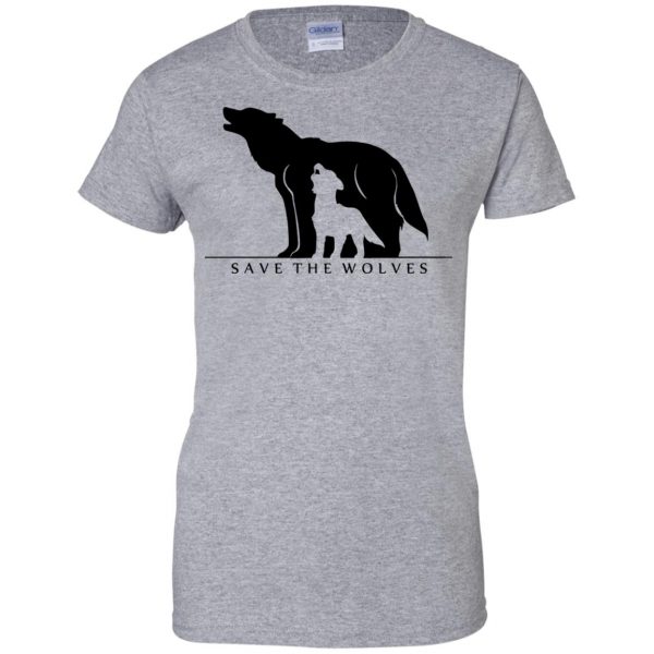 save the wolves womens t shirt - lady t shirt - sport grey
