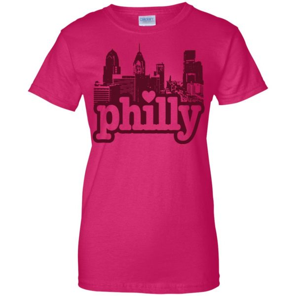 philadelphia love womens t shirt - lady t shirt - pink heliconia