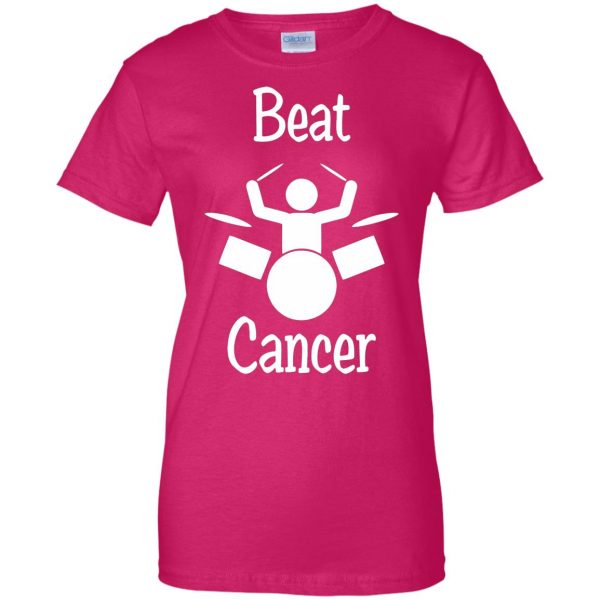 i beat cancer womens t shirt - lady t shirt - pink heliconia