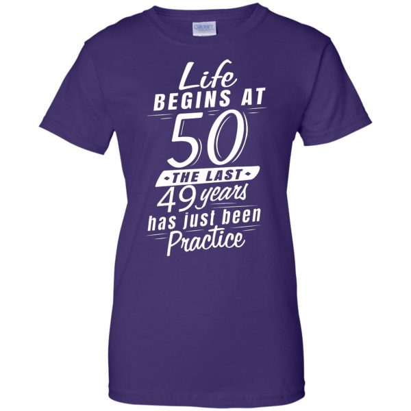 life begins at 50 womens t shirt - lady t shirt - purple