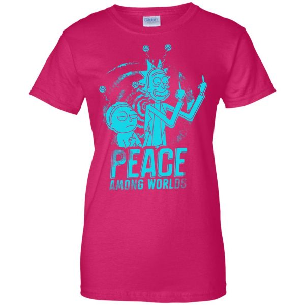 peace among worlds womens t shirt - lady t shirt - pink heliconia