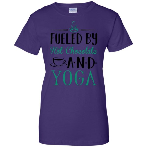 Fueled by Hot Chocolate and Yoga womens t shirt - lady t shirt - purple