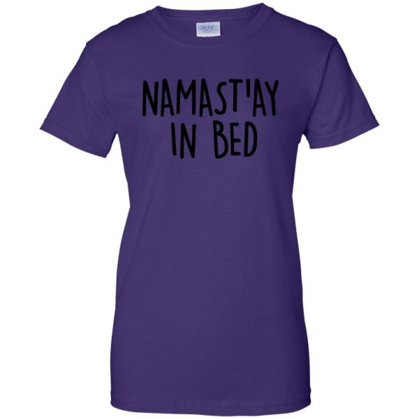 namaste in bed womens t shirt - lady t shirt - purple