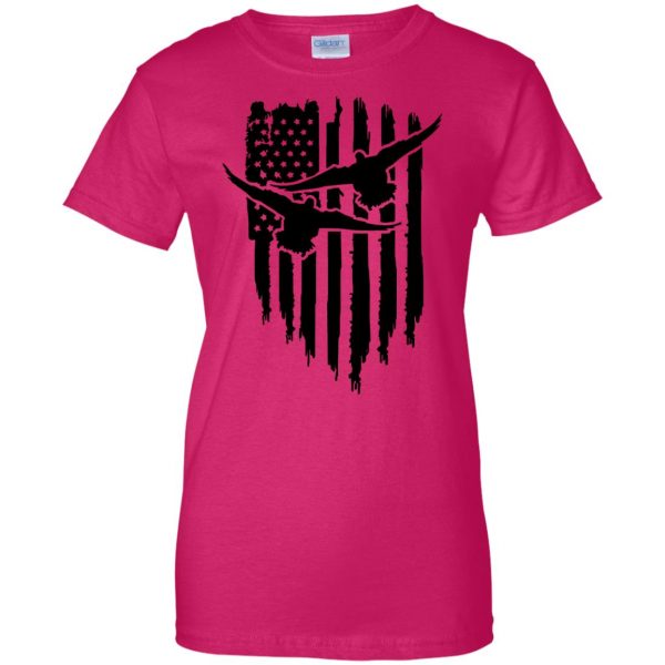Duck Hunting Flag womens t shirt - lady t shirt - pink heliconia