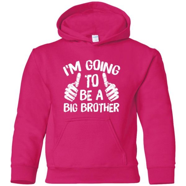 I'm Going To Be A Big Brother kids hoodie - pink heliconia