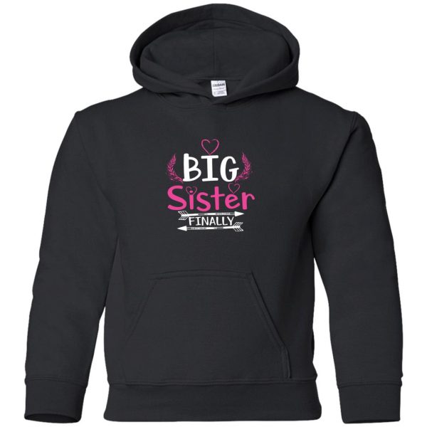 Big Sister Finally kids hoodie - black