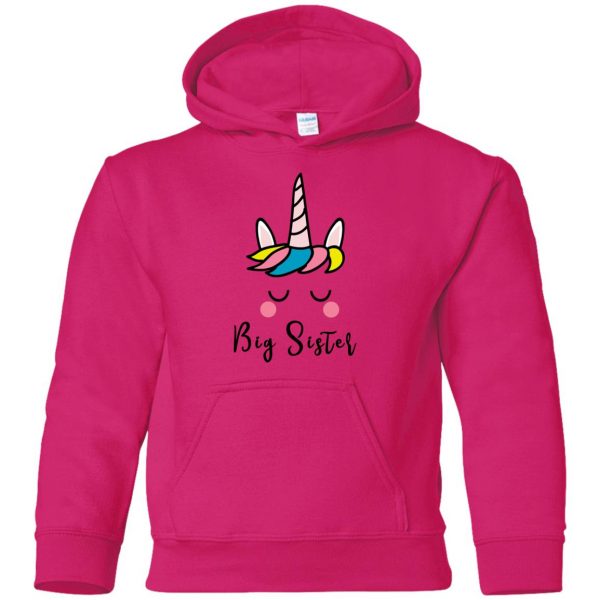Unicorn Big Sister kids hoodie - pink heliconia
