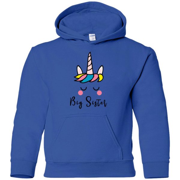 Unicorn Big Sister kids hoodie - royal blue