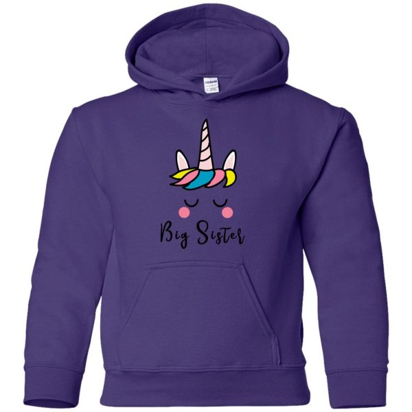 Unicorn Big Sister kids hoodie - purple