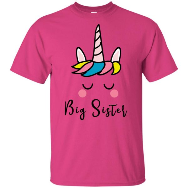 Unicorn Big Sister kids t shirt - pink heliconia