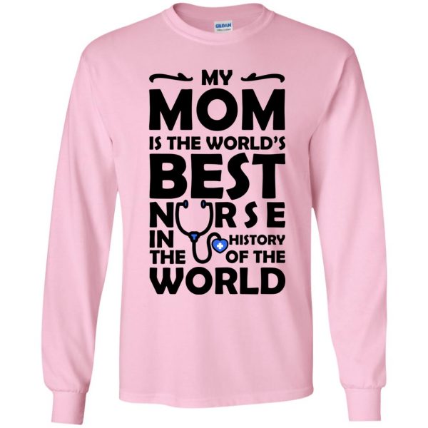 my mom is a nurse shirt kids long sleeve - light pink