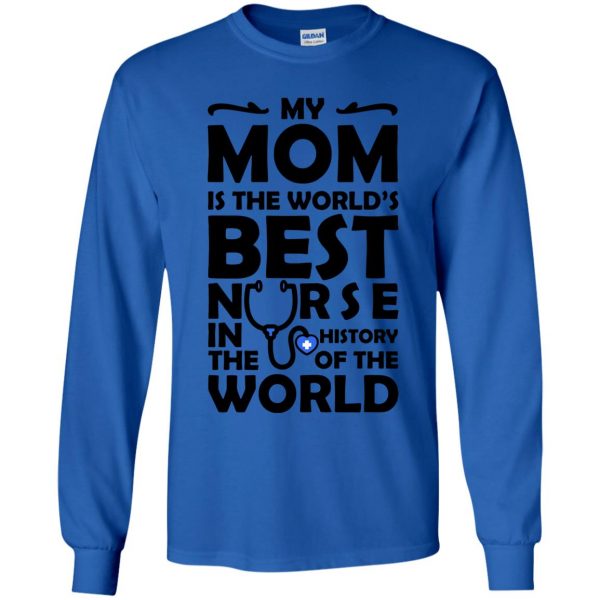 my mom is a nurse shirt kids long sleeve - royal blue