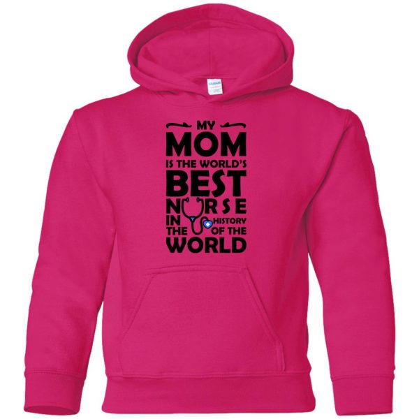 my mom is a nurse shirt kids hoodie - pink heliconia