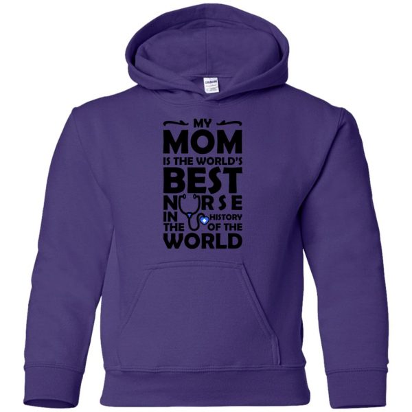 my mom is a nurse shirt kids hoodie - purple