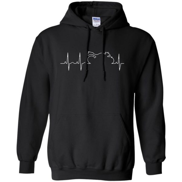 motorcycle heartbeat shirt hoodie - black