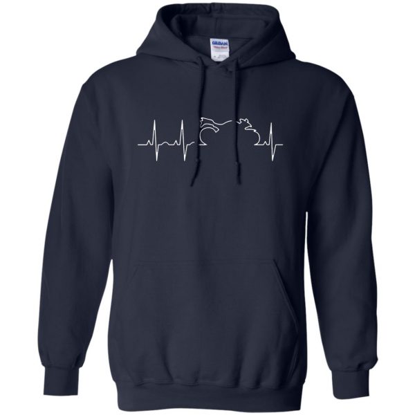 motorcycle heartbeat shirt hoodie - navy blue