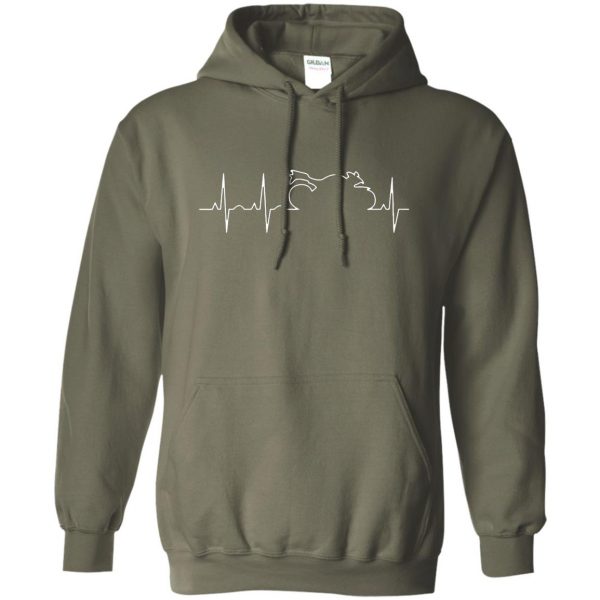 motorcycle heartbeat shirt hoodie - military green